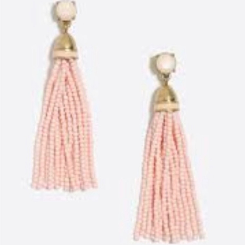 J.Crew Pink Beaded Tassel Drop Earrings